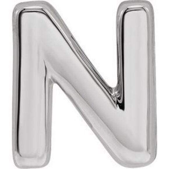 Kazi Luxury 14K White Gold Block Initial N Slide Pendant